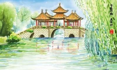 "9张图告诉你扬州有多美!" 水彩神作 青奥手绘团队绘制