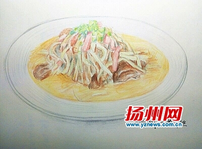 扬大萌妹子手绘江苏美食走红 狮子头最诱人扬州炒饭画